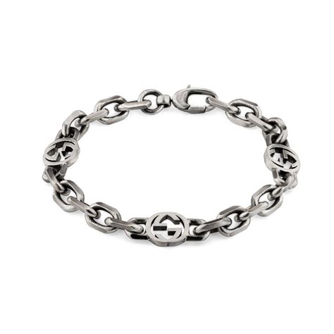 gucci interlocking g bracelet mens|silver bracelet with interlocking g.